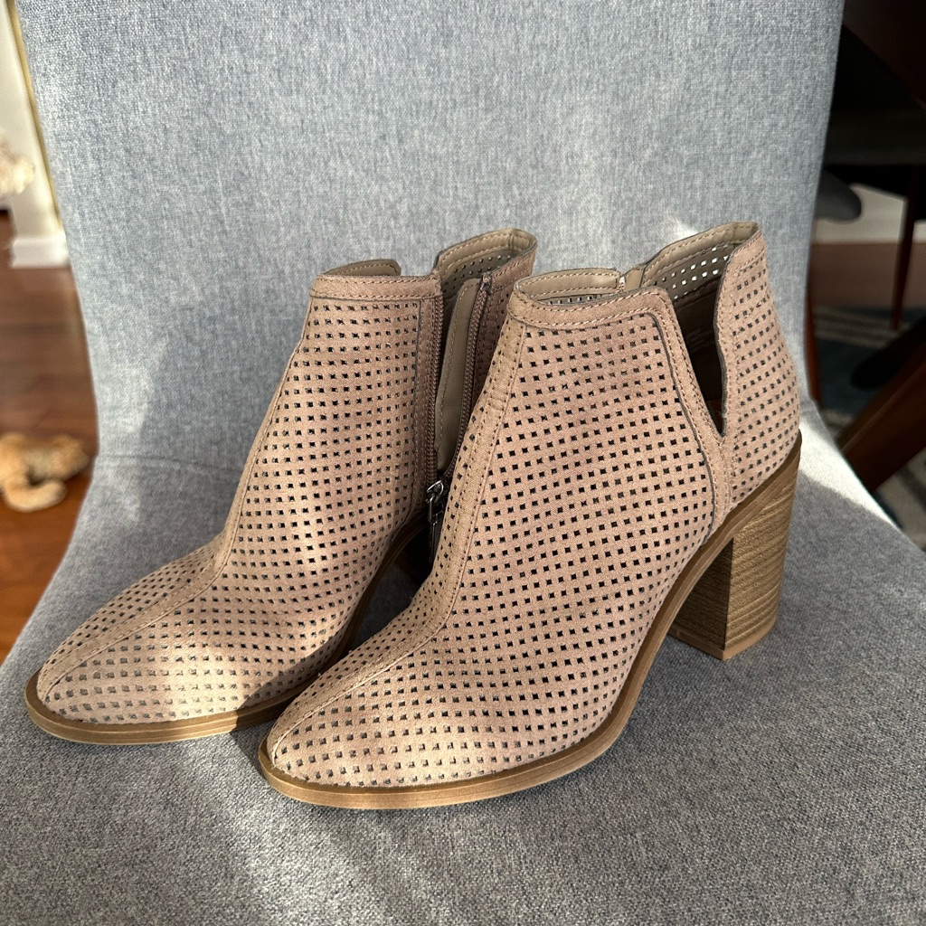 Dv By Dolce Vita Taupe Perforated Ankle Booties